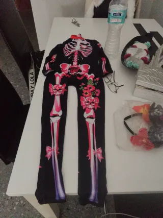 Disfraz esqueleto flores y Diadema