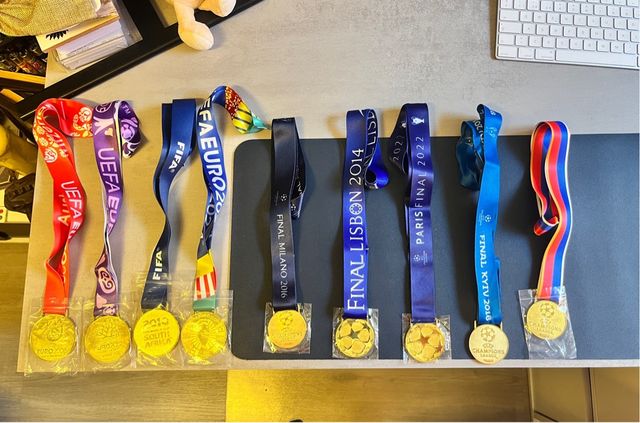 Medallas finales Champions Eurocopa y mundial