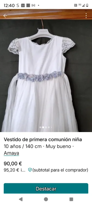 Vestido de Primera Comunión Niña Blanco