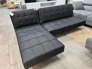 Sofá Cama Chaise Longue Negro 198cm