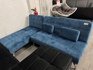 Sofá Cama Chaise Longue Negro 198cm