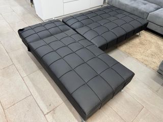 Sofá Cama Chaise Longue Negro 198cm
