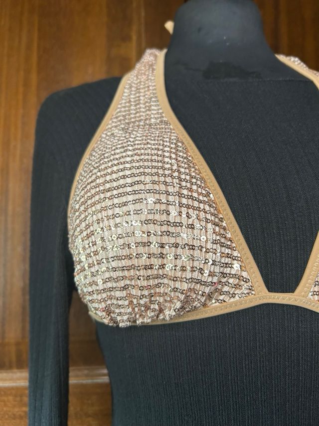 Bikini marrone chiaro con pajete