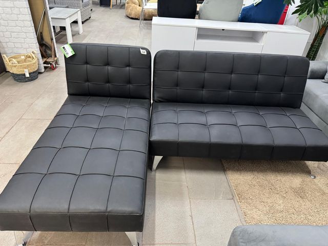 Sofá Cama Chaise Longue Negro 198x146cm