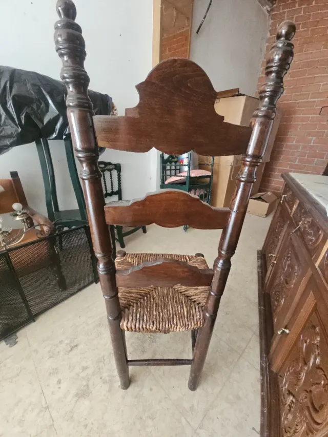 6 Sillas Rústicas con Asiento de Mimbre