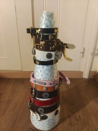 Lote de collares de piel para perros