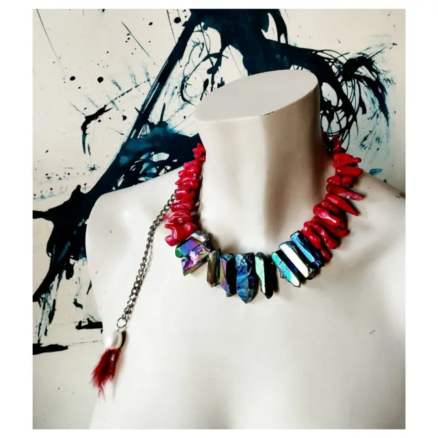 Collar The Firestarter Coral y Cristales
