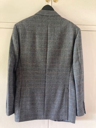Americana cuadros caballero gris