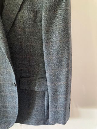 Americana cuadros caballero gris