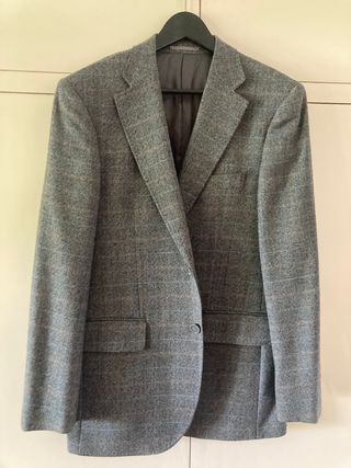 Americana cuadros caballero gris
