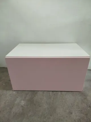 Baúl infantil multifunción rosa y blanco