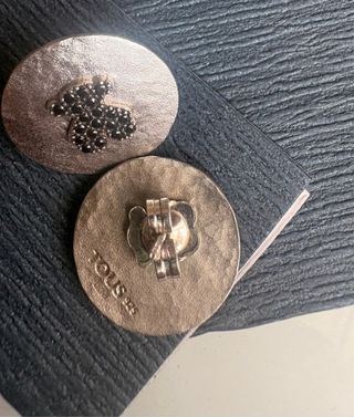 Pendientes Tous Oso Negro Plata