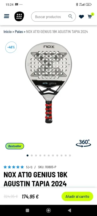 Pala Nox AT10 Genius 18K Agustín Tapia 2024