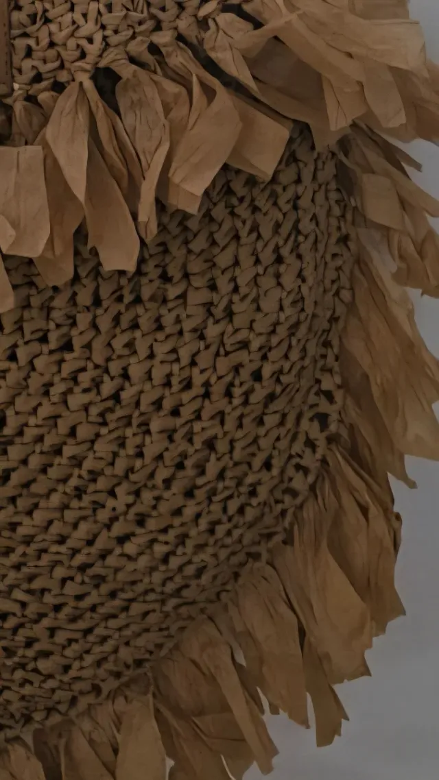 Bolso rafia boho flecos artesanal