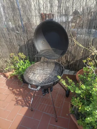 Barbacoa de carbón negra y plateada