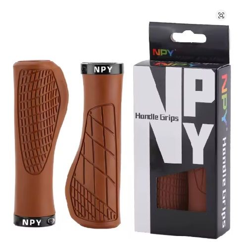 Puños Bicicleta anatómicos marrón Goma y Aluminio