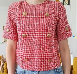 Blusa Zara Roja y Blanca