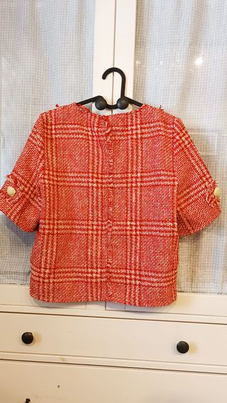 Blusa Zara Roja y Blanca