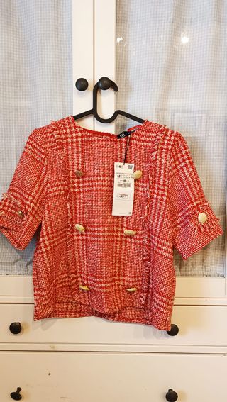 Blusa Zara Roja y Blanca