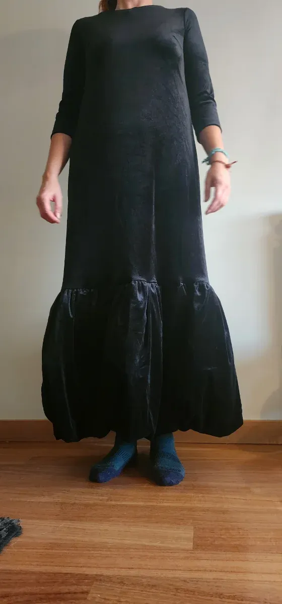 Vestido Buzina Veludo Longo