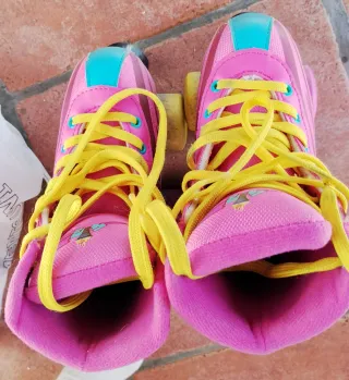 Patines de niña rosas y amarillos talla 31
