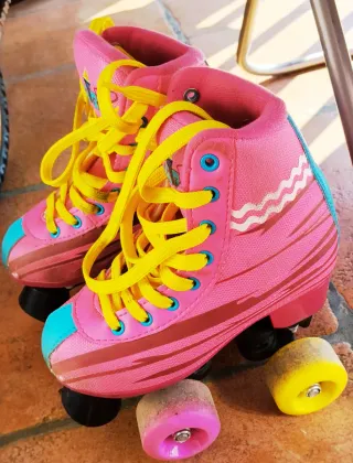Patines de niña rosas y amarillos talla 31