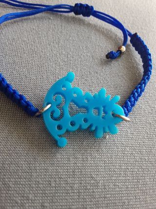 Pulsera Virgen del Rocío azul y plata