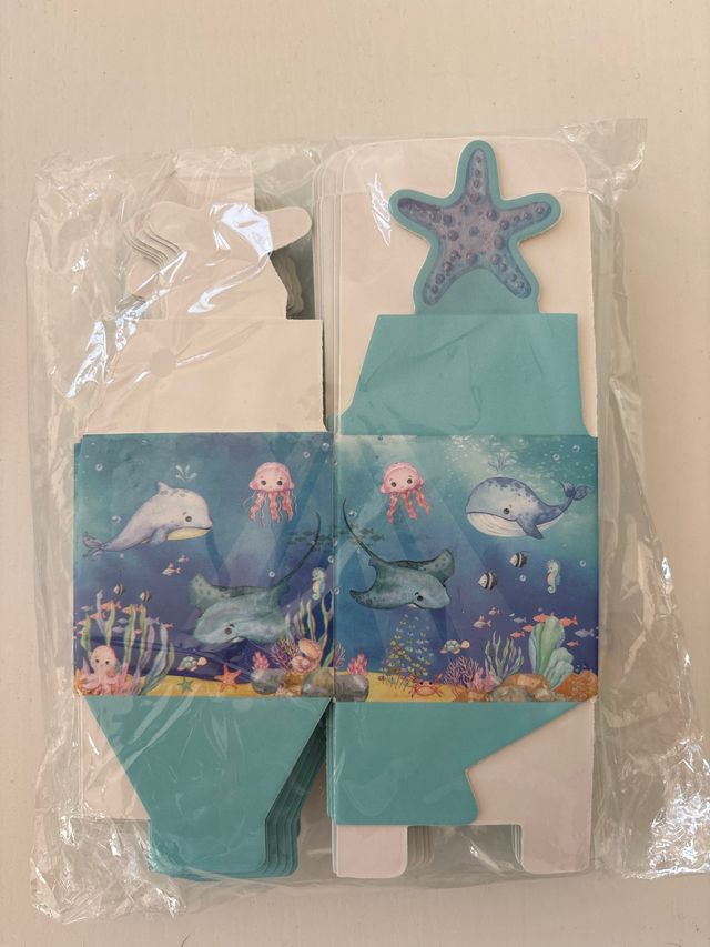 Cajitas de cartón temáticas de océano