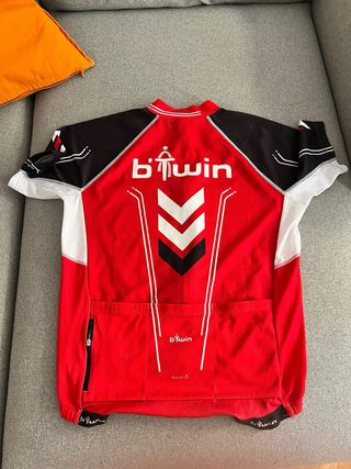Maillot Ciclismo Btwin Rojo y Negro