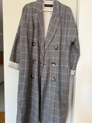 Abrigo Levita Zara Cuadros Talla S