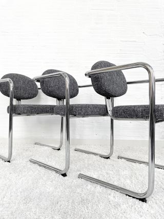 SILLAS CANTILEVER SPACE AGE. GRIS JASPEADO. 70s