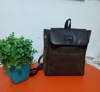 Bolso Calvino Piel Vintage Marrón Negro