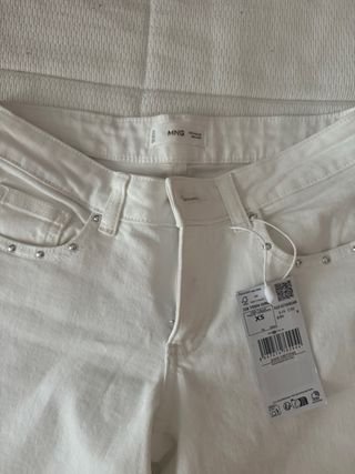 Pantalón Mango Blanco Tachuelas Talla XS