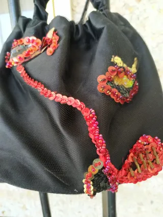 Bolso fiesta raso pedrería y lentejuelas