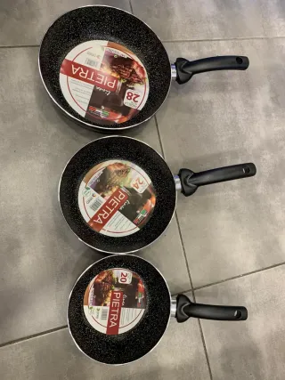 Set 3 Padelle Pietra 20/24/28 cm