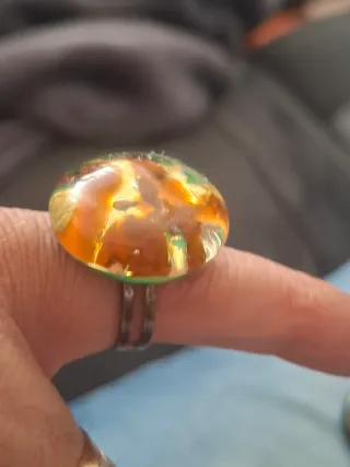 Anillos ajustables con piedra naranja y verde