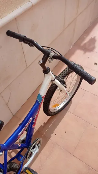 Bicicleta infantil azul y blanca