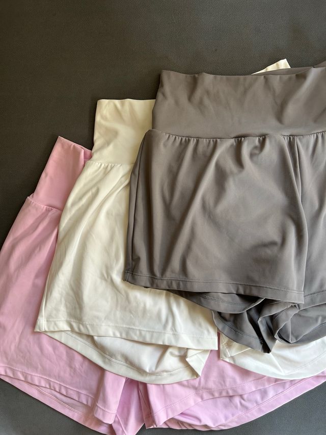 Shorts deportivos mujer (beige, gris, rosa)