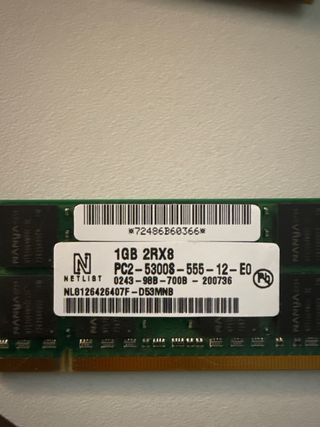 3x Memoria RAM 1GB PC2 Nanya