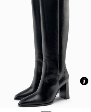 Botas altas piel Zara negras