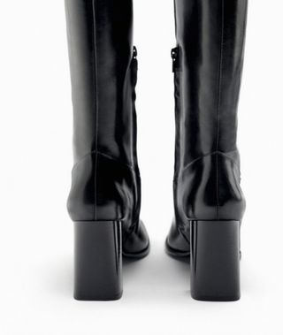 Botas altas piel Zara negras
