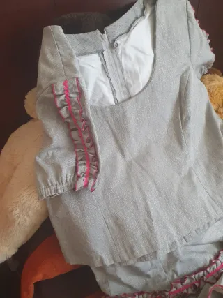 Traje Rociero Gris y Rosa