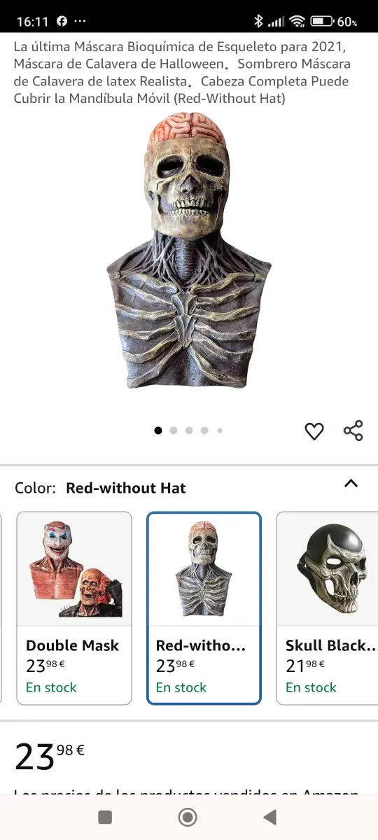 Máscara terror zombie cerebro