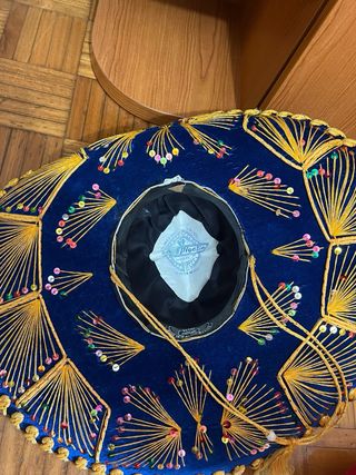 Sombrero Charro Mexicano Azul y Dorado