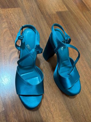 Tacones Zara Talla 36 Verde Azulado