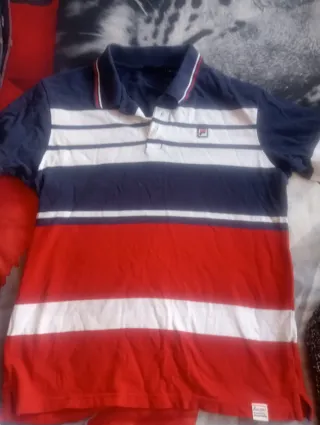 Polo Fila Rayas Azul Blanco Rojo Talla L