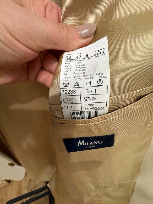 Traje Milano Beige Talla M
