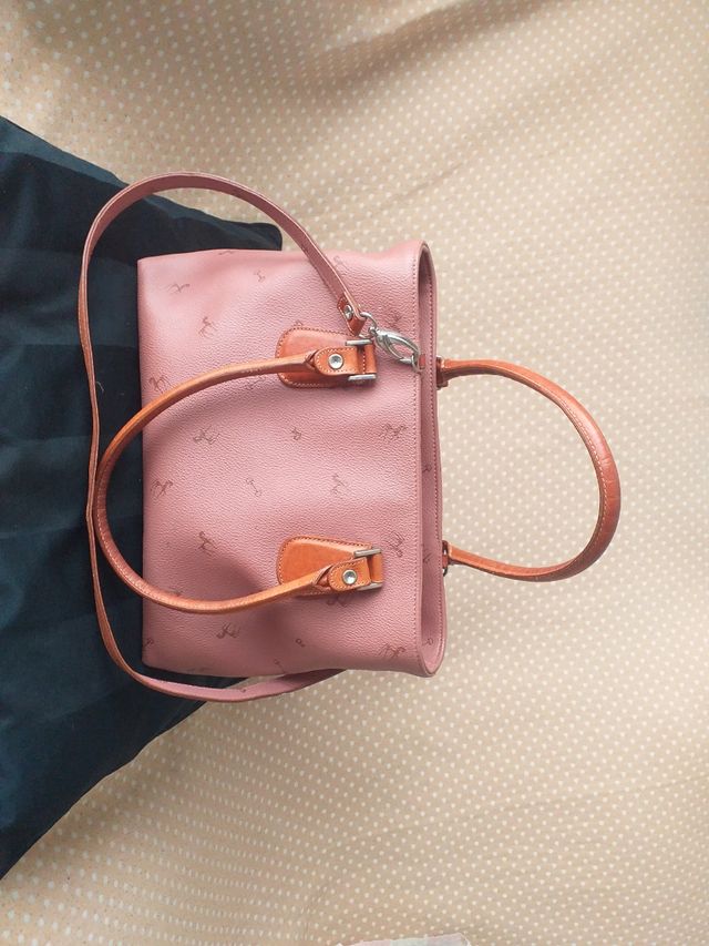 Bolso piel Petusco Rosa y Marrón