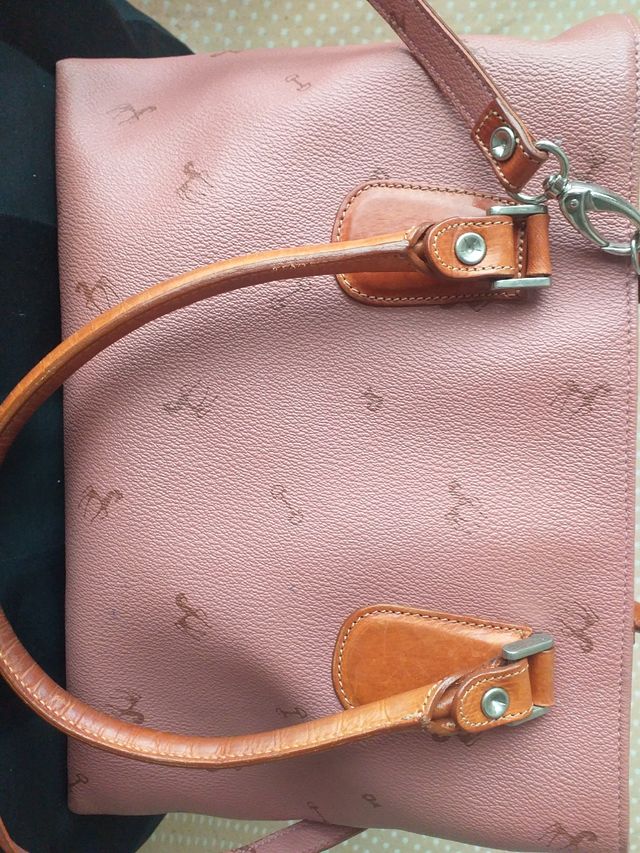 Bolso piel Petusco Rosa y Marrón