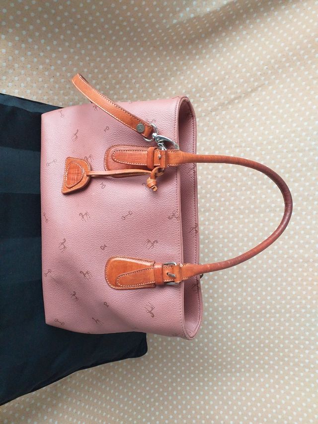 Bolso piel Petusco Rosa y Marrón